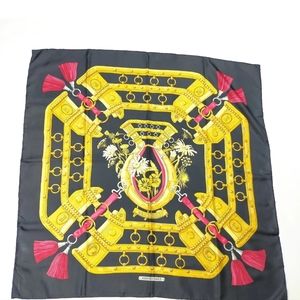 Hermes scarf  Carre 90   Black Silk100%